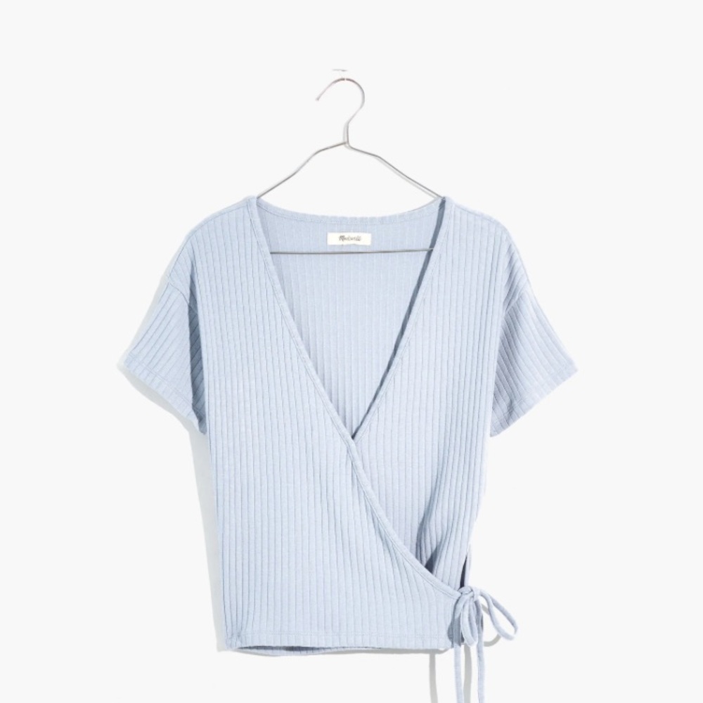 Madewell Ribbed Wrap Crop Top size Large